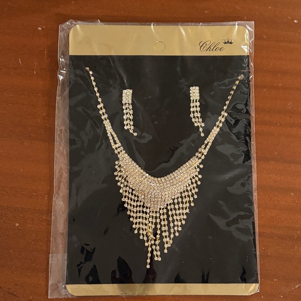 Chloe Gold Crystal Necklace Set